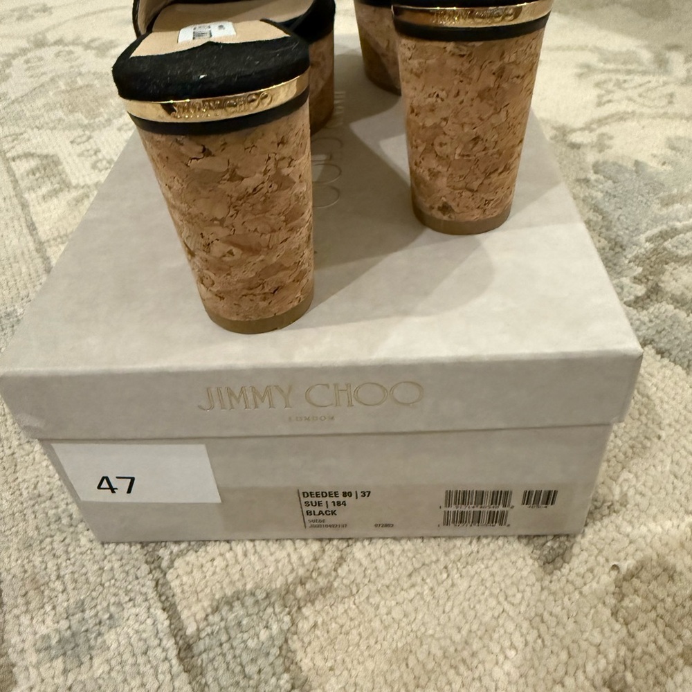 Jimmy Choo Deedee Black Suede Wedge Sandals - Picture 2 of 3